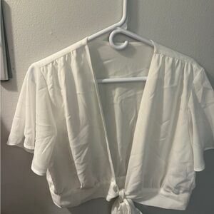 Amazon White Tie-Front Blouse